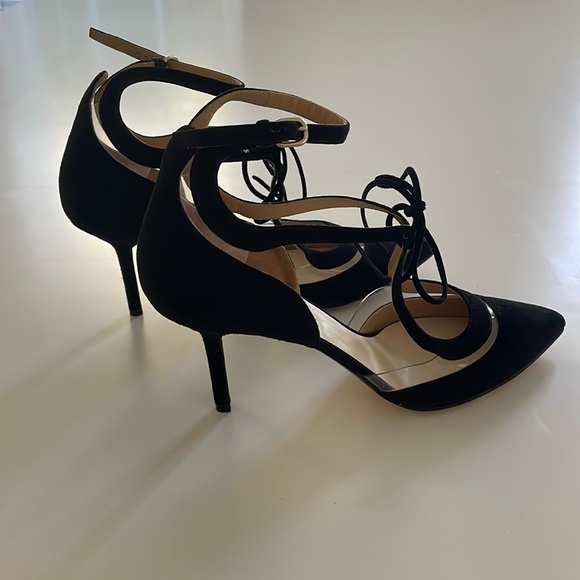 FRANCESCO RUSSO Black Suede Plexi Pumps. IT 39. - Picture 3 of 10